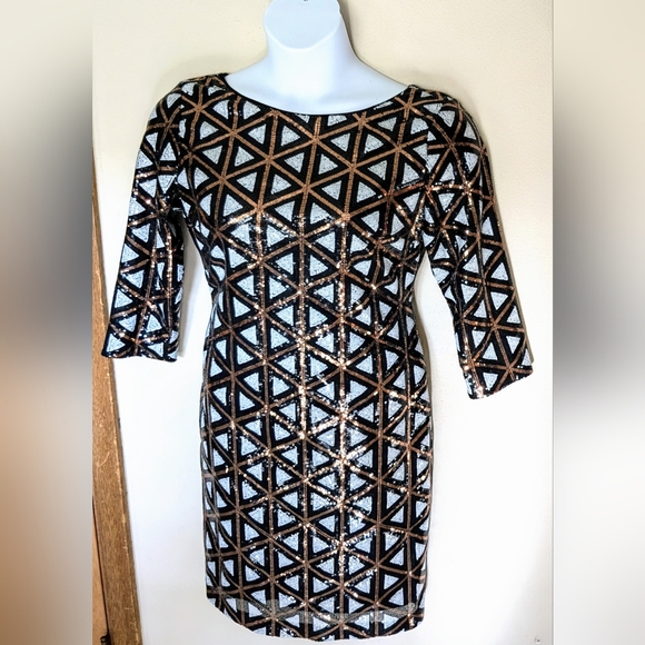 Ivanka Trump, NWT, Geometric, Sequin, Sheath Dress, Size 8 - Picture 2 of 14